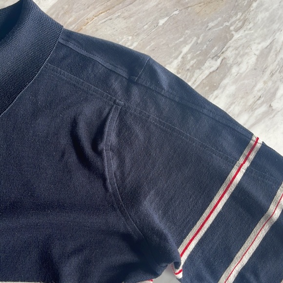 Balenciaga striped long sleeve polo shirt in navy, red, black and tan - small - Picture 4 of 12